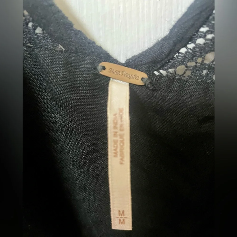 Free People Dress Size Medium Mini Black Boho Embroidered Festival Fall Lined - Picture 7 of 12
